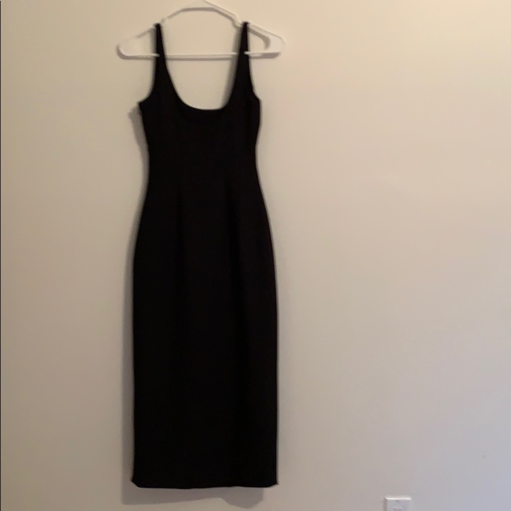 Cinq a Sept Breena Black Midi Cocktail Dress with Slit - Picture 4 of 13